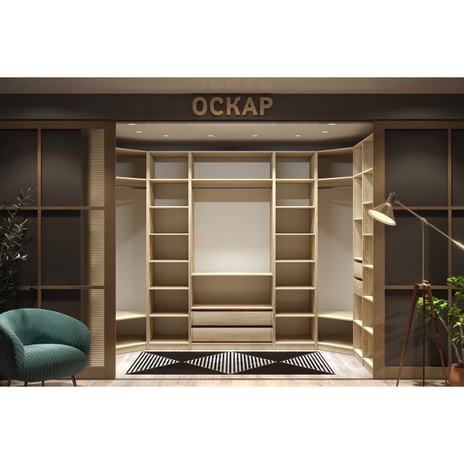 Корпус шкафа углового Оскар 95,05х236х95,05 см, дуб Сонома